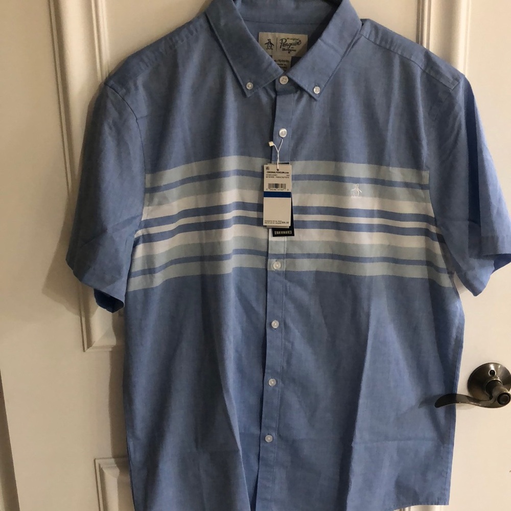 Original Penguin Men's Blue Striped Shirt